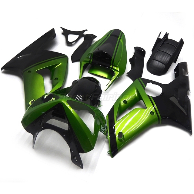 Sportfairings Fairing Kit fit for Kawasaki Ninja ZX6R 2003 - 2004 - Deep Gloss Green Black