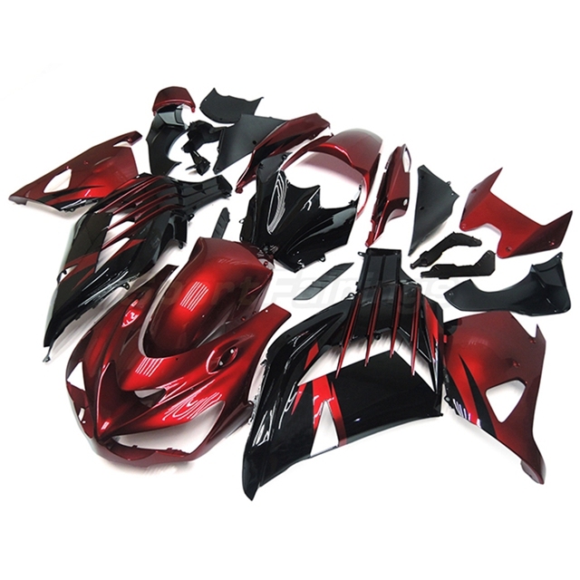 Sportfairings Fairing Kit fit for Kawasaki Ninja ZX14R 2012 - 2021 - Black Red