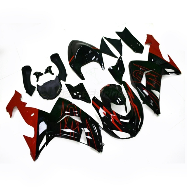 Sportfairings Fairing Kit fit for Kawasaki Ninja ZX10R 2006 - 2007 - Black Red