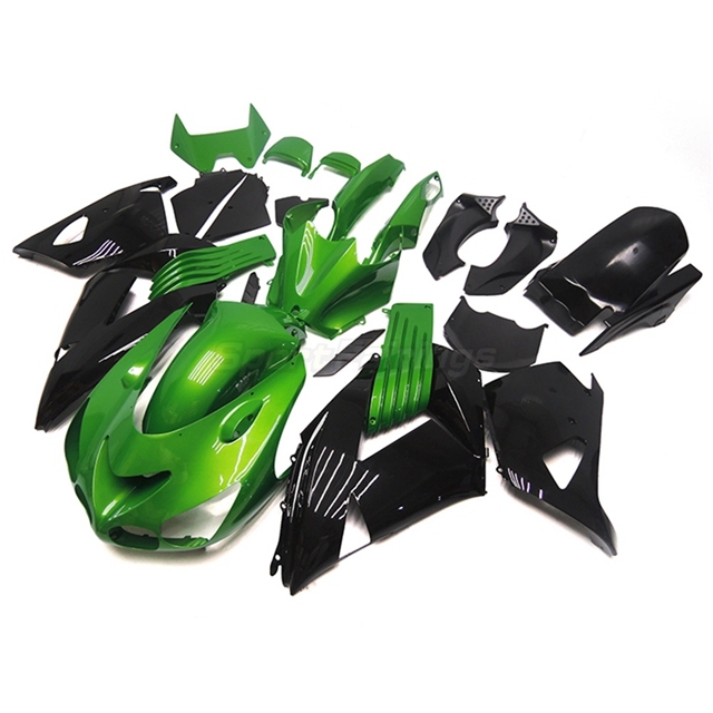 Sportfairings Fairing Kit fit for Kawasaki Ninja ZX14 2006 - 2011 - Green Black