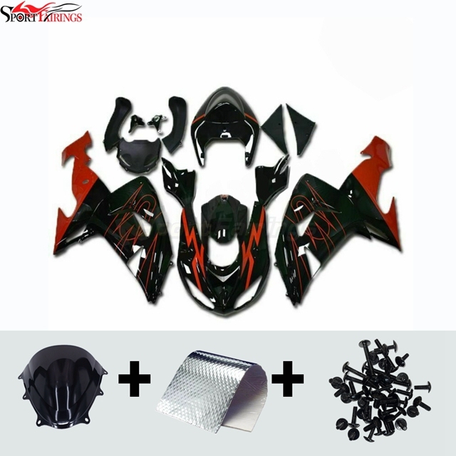 Sportfairings Fairing Kit fit for Kawasaki Ninja ZX10R 2006 - 2007 - Black Red