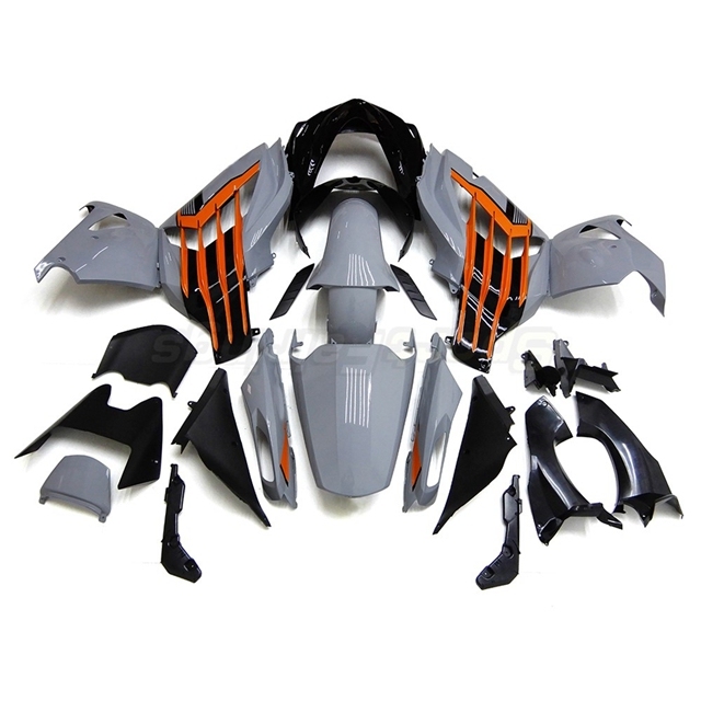 Sportfairings Fairing Kit fit for Kawasaki Ninja ZX14R 2012 - 2021 - Grey Black