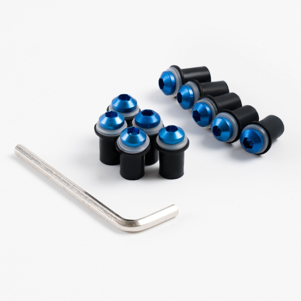 Sportfairings Universal Aluminum Round Smooth Windshield Bolts - Blue