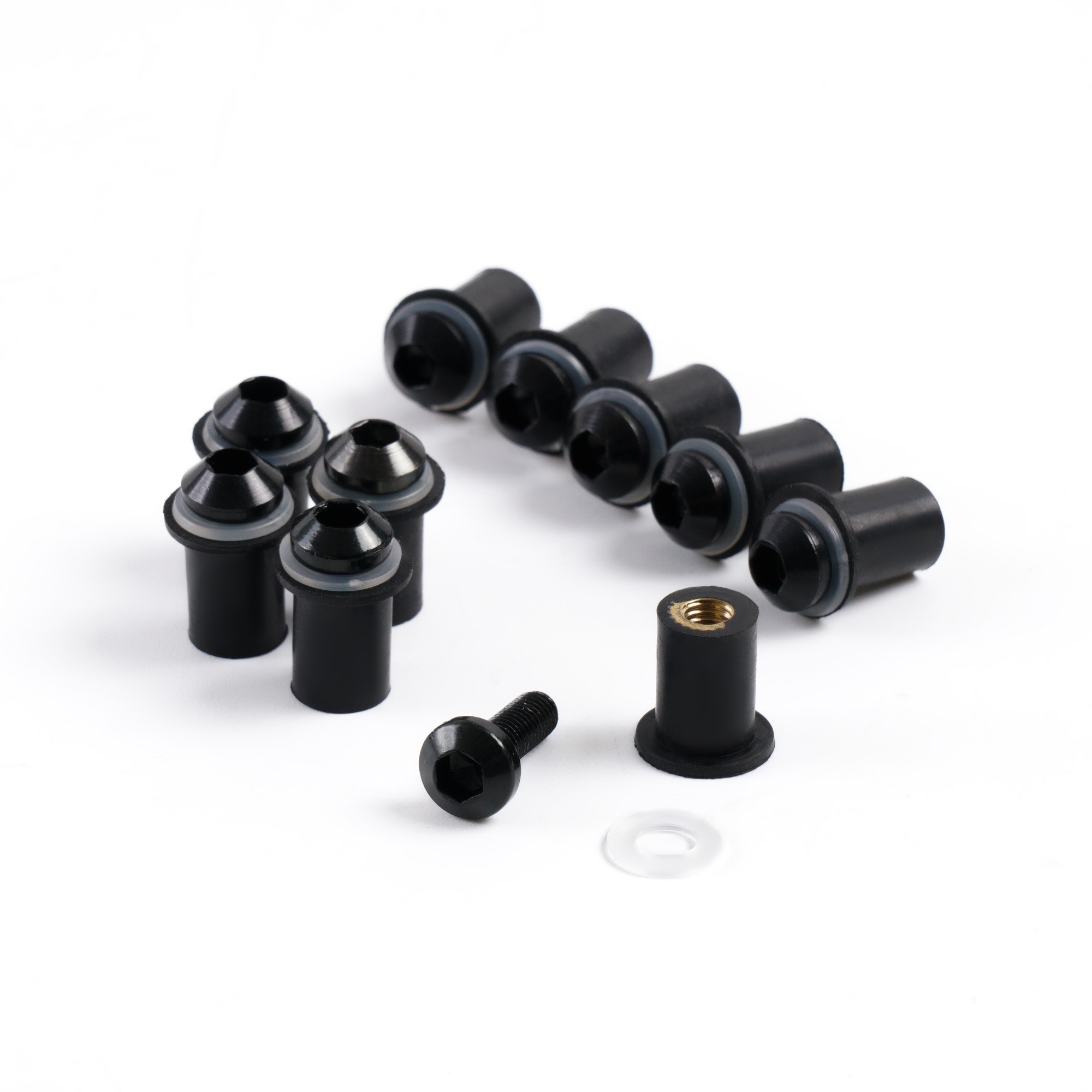 Sportfairings Universal Aluminum Round Smooth Windshield Bolts - Black