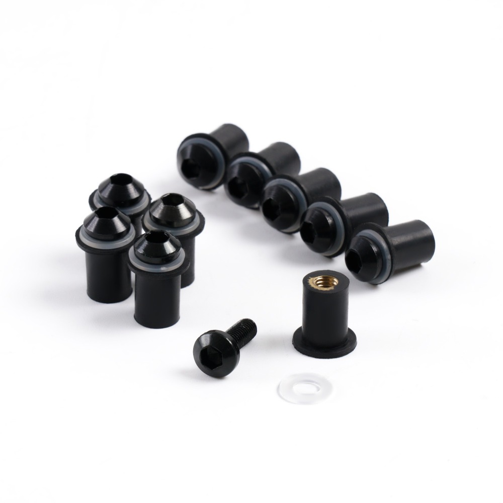 Sportfairings Universal Aluminum Round Smooth Windshield Bolts - Black