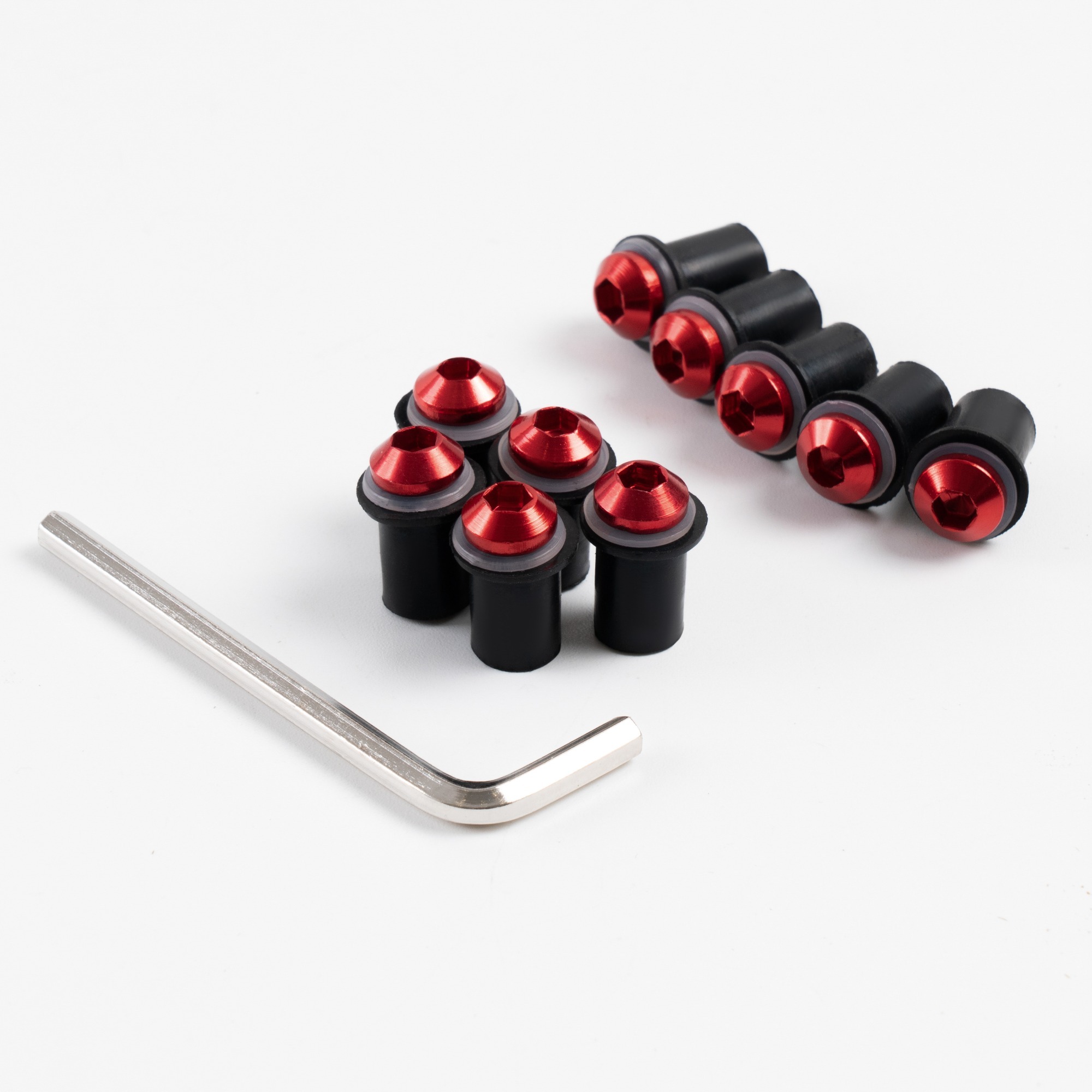 Sportfairings Universal Aluminum Round Smooth Windshield Bolts - Red