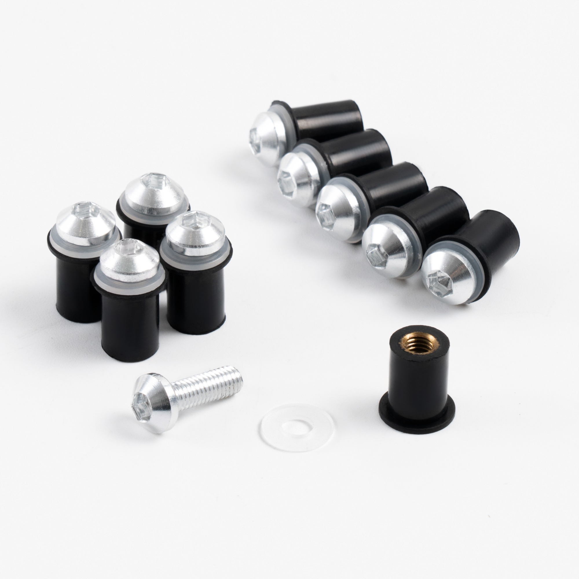 Sportfairings Universal Aluminum Round Smooth Windshield Bolts - Silver