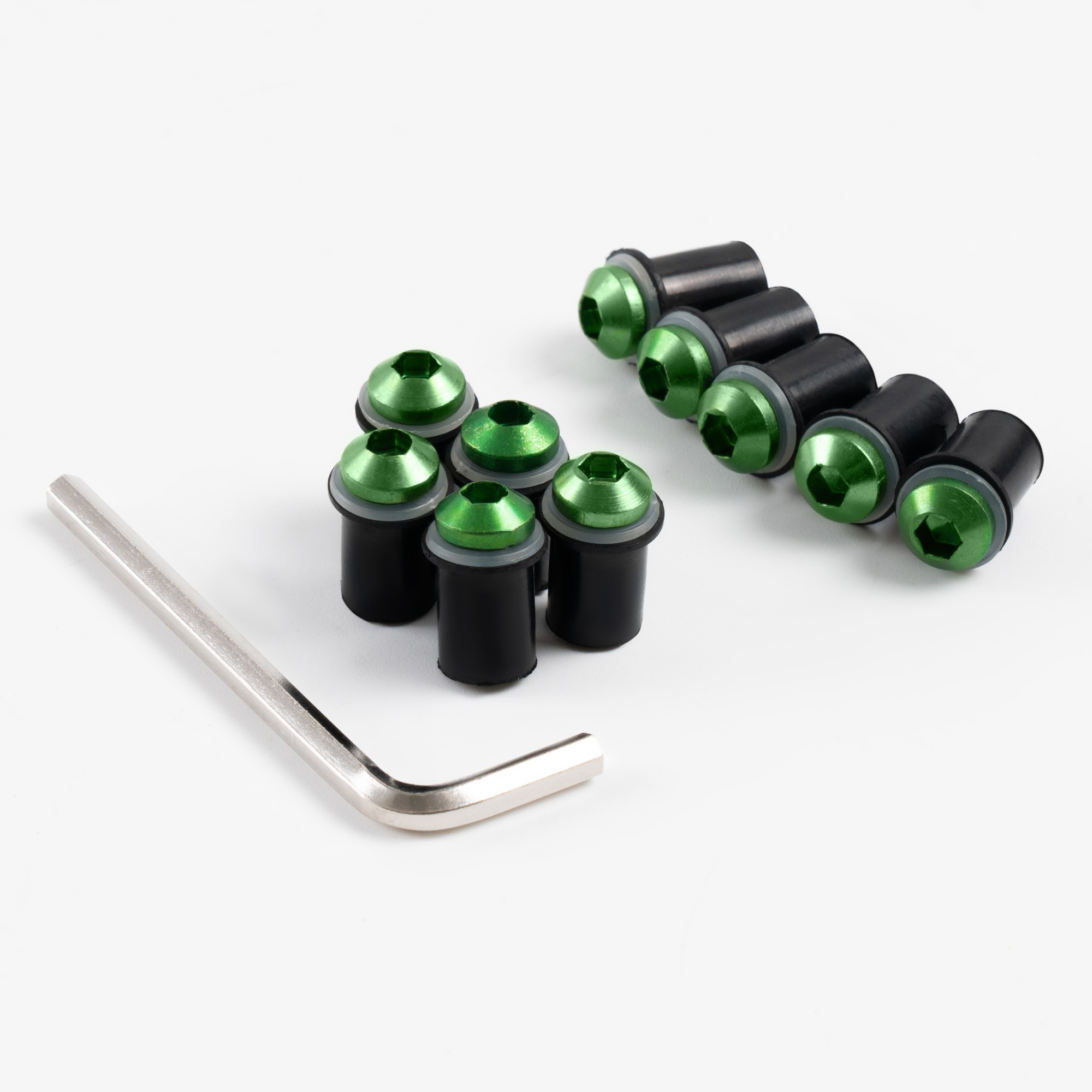Sportfairings Universal Aluminum Round Smooth Windshield Bolts - Green