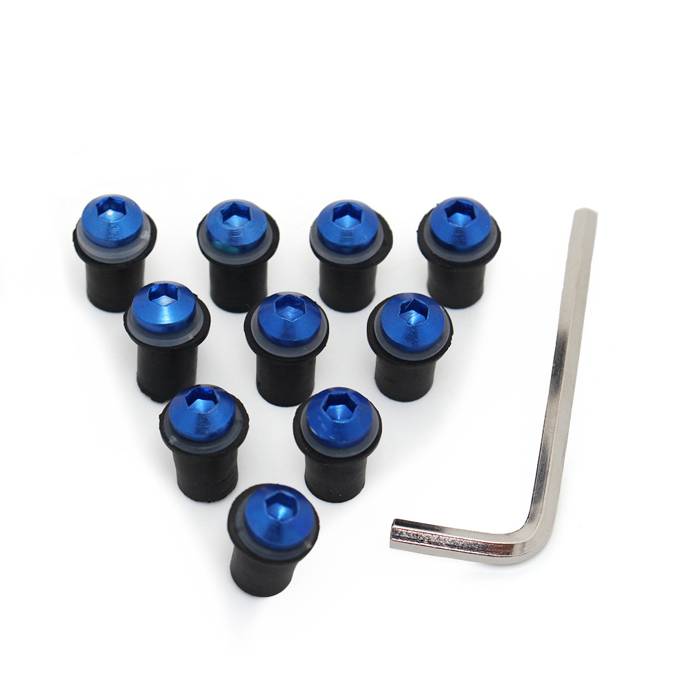 Sportfairings Universal Aluminum Round Smooth Windshield Bolts - Blue