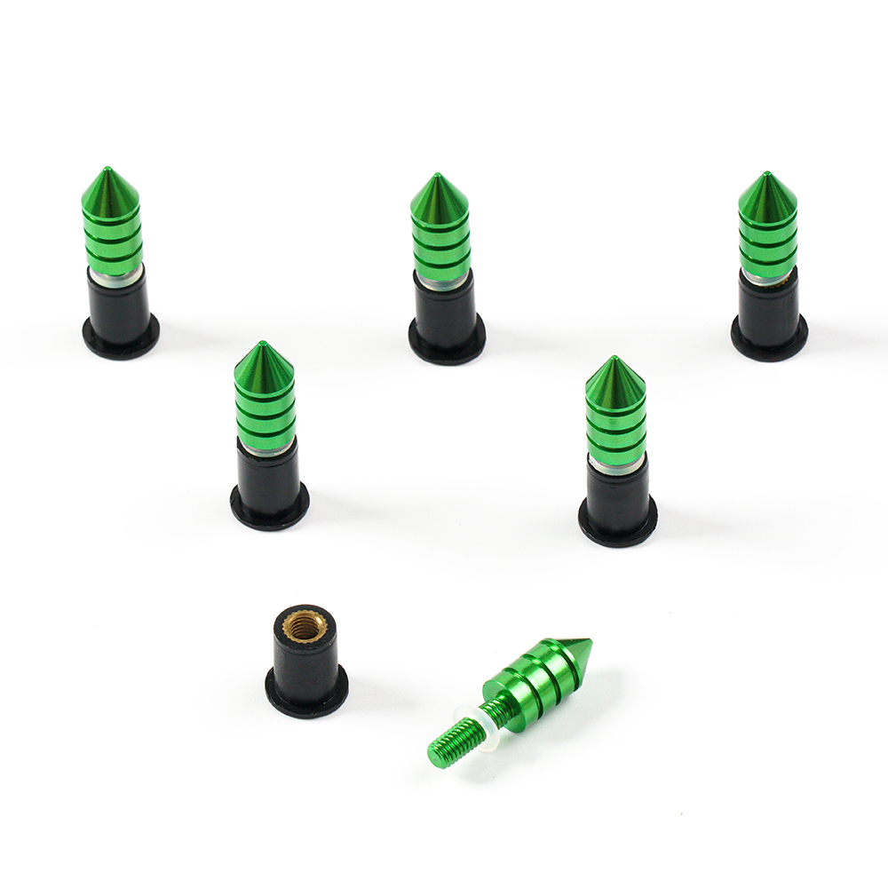 Sportfairings Universal Aluminum Sharp Threaded Windshield Bolts - Green