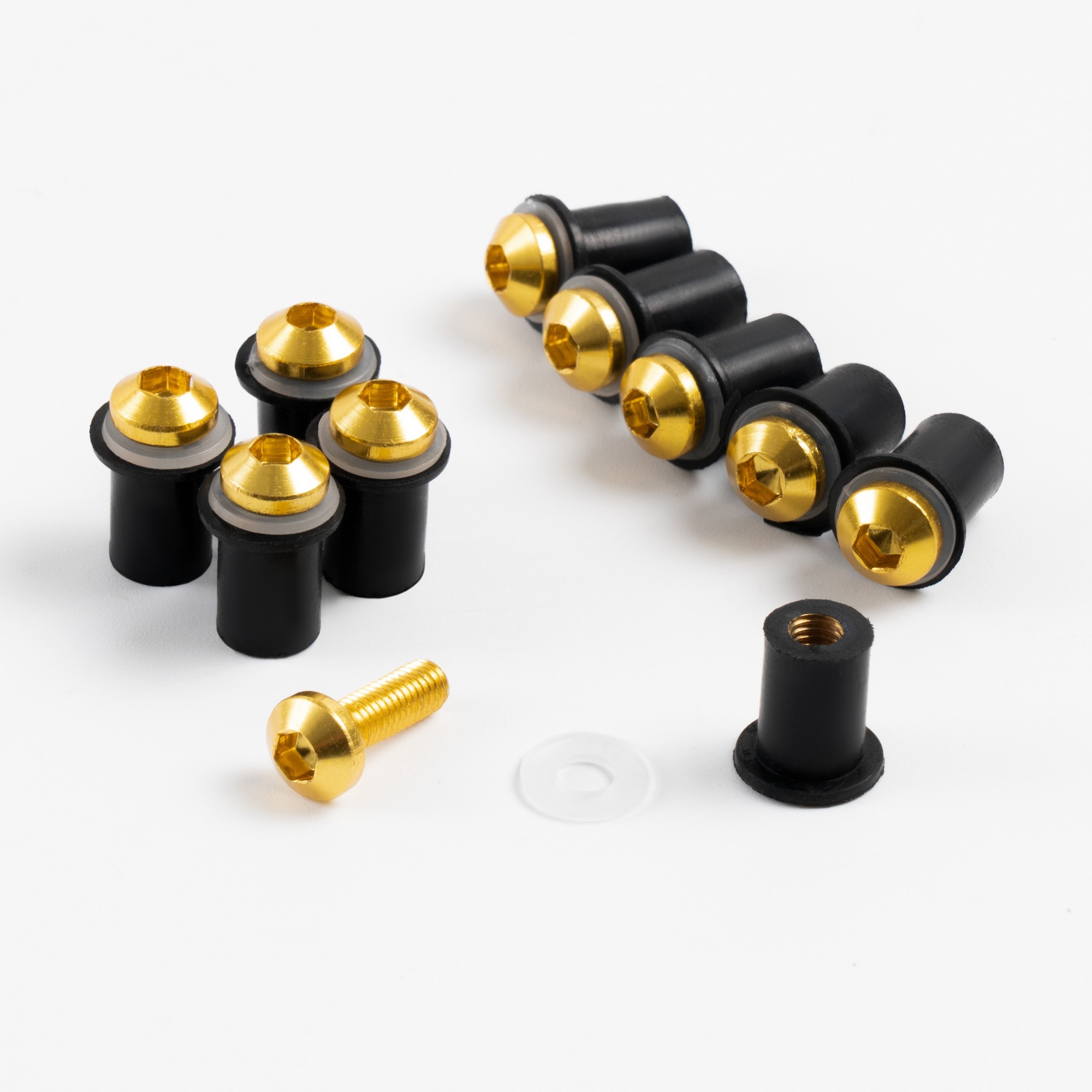 Sportfairings Universal Aluminum Round Smooth Windshield Bolts - Gold