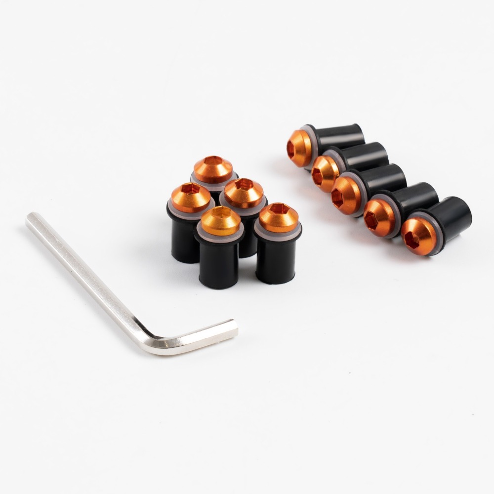 Sportfairings Universal Aluminum Round Smooth Windshield Bolts - Orange