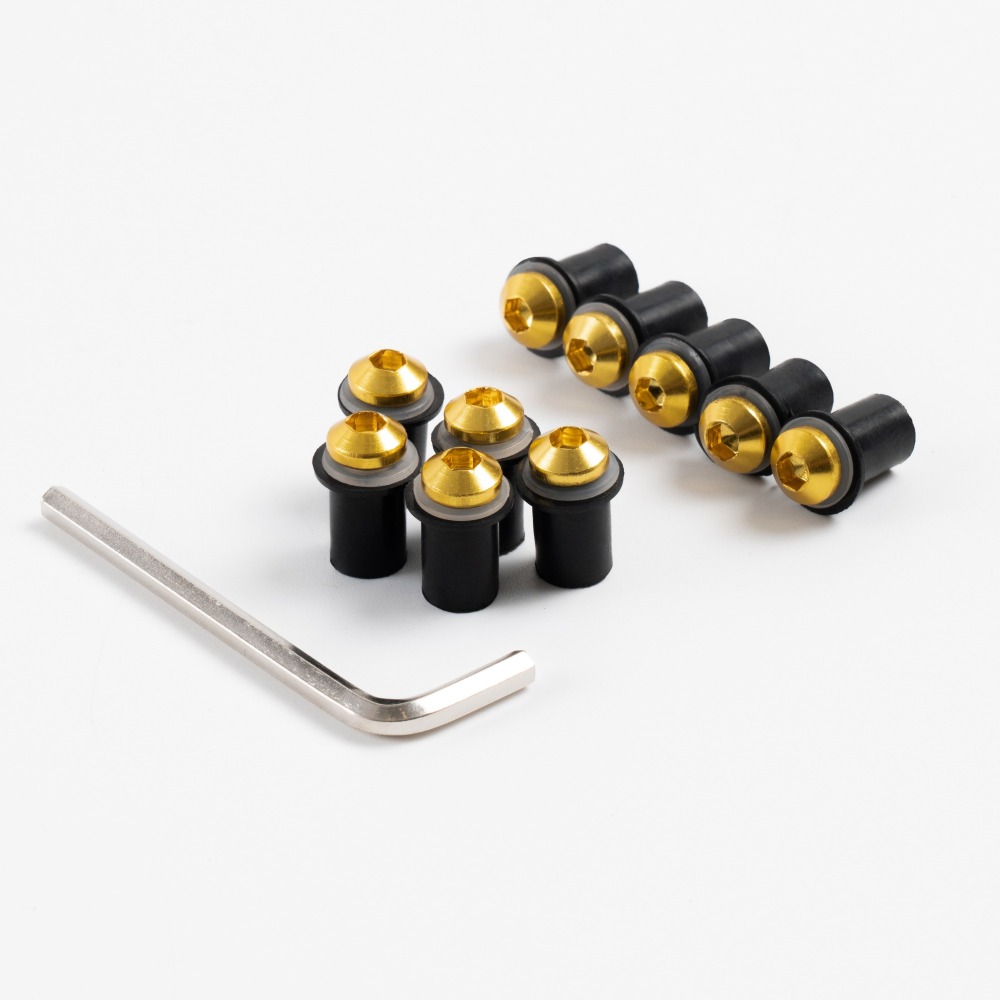 Sportfairings Universal Aluminum Round Smooth Windshield Bolts - Gold