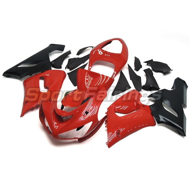 Sportfairings Fairing Kit fit for Kawasaki Ninja ZX6R 2005 - 2006 - Red with Black Lower