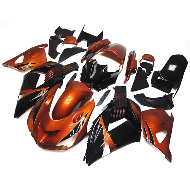 Sportfairings Fairing Kit fit for Kawasaki Ninja ZX14 2006 - 2011 - Orange Black
