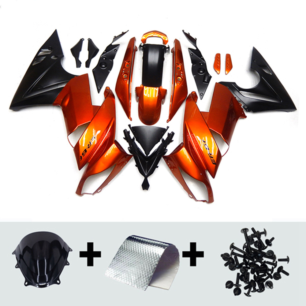 Sportfairings Full Fairing Kit Fit for Kawasaki ER-6F Ninja 650r 2009 - 2011 - Glossy Orange Black