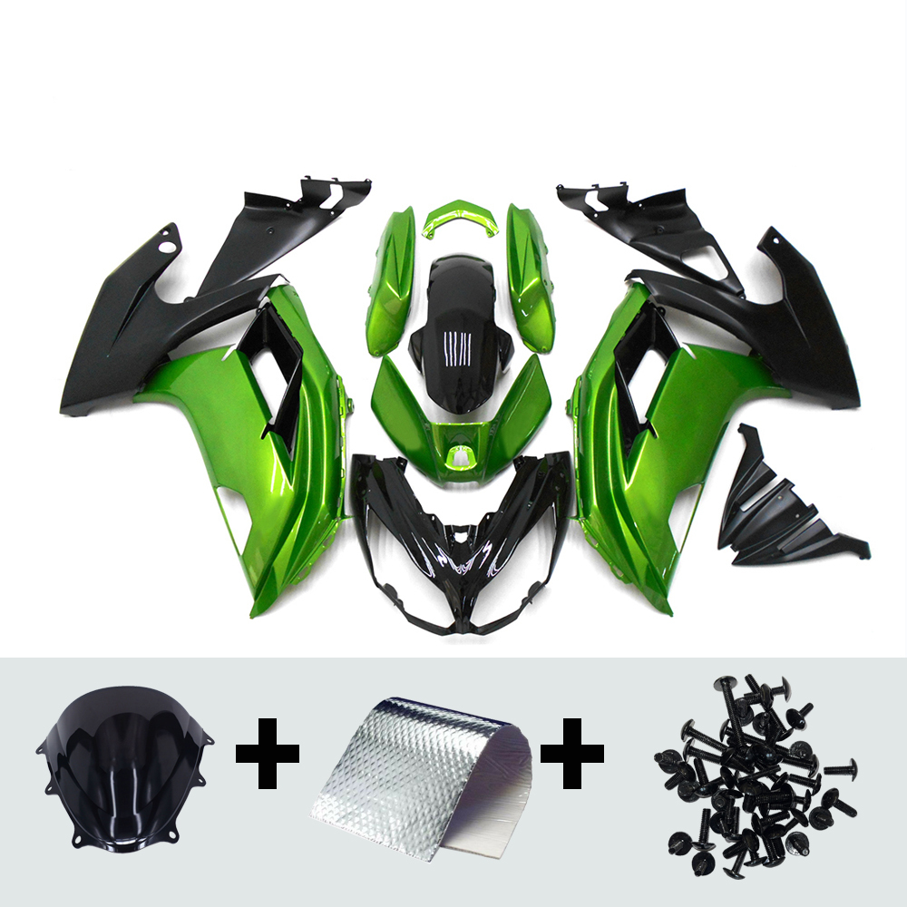 Sportfairings Full Fairing Kit fit for Kawasaki ER-6F Ninja 650 2012 - 2016 - Glossy Green Black