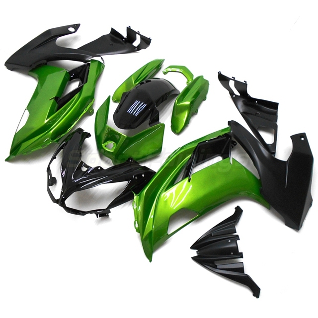 Sportfairings Full Fairing Kit fit for Kawasaki ER-6F Ninja 650 2012 - 2016 - Glossy Green Black
