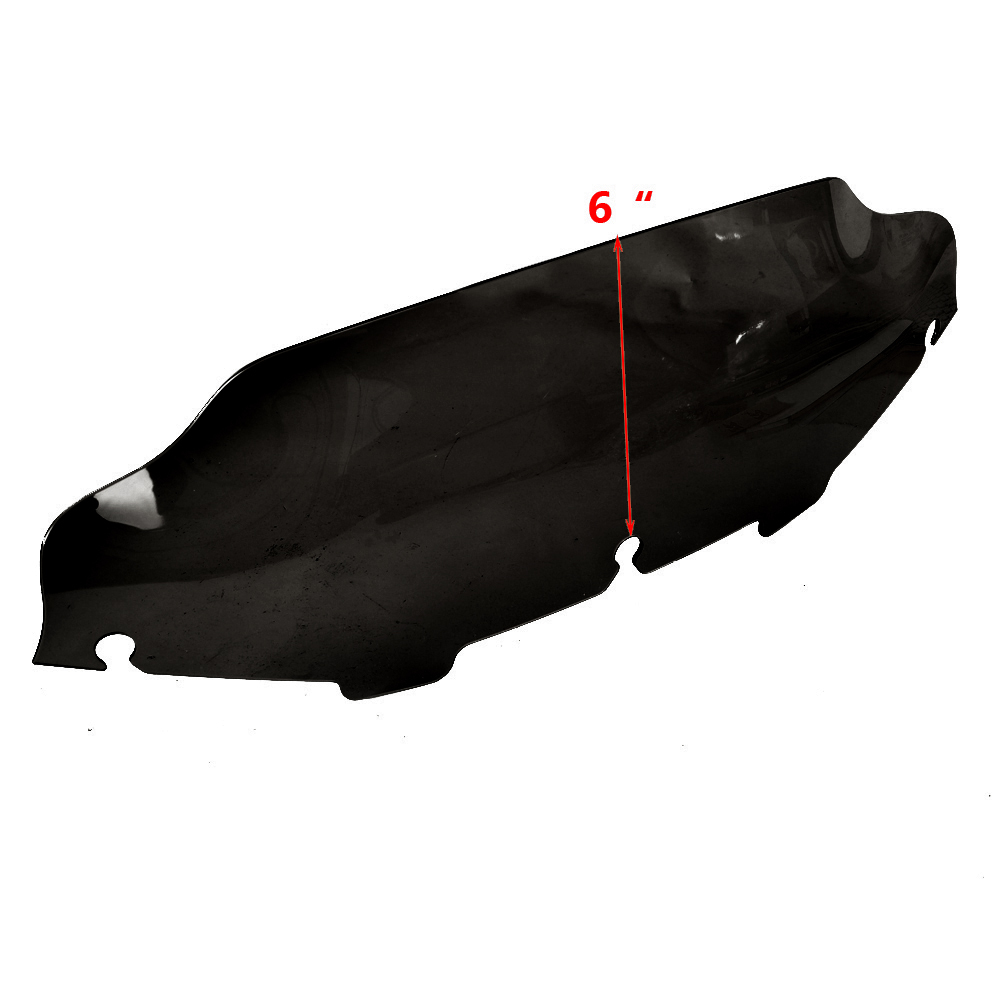 Motorcycle 6" Wave Windscreen Windshield Fit for 1996-2013 Harley Electra Glide, Street Glide, Ultra Limited and Tri Glide