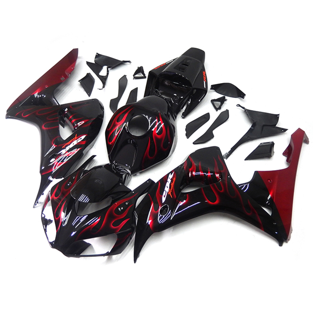 Fairing Kit Fit For Honda CBR1000RR 2006 - 2007 - Black Red Flame