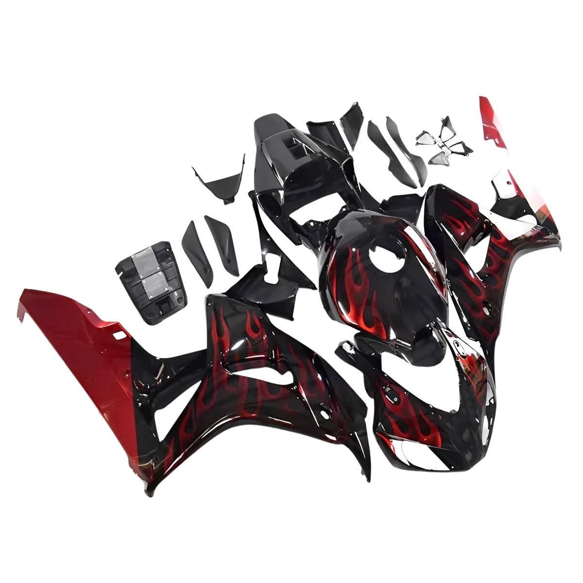 Fairing Kit Fit For Honda CBR1000RR 2006 - 2007 - Black Red Flame