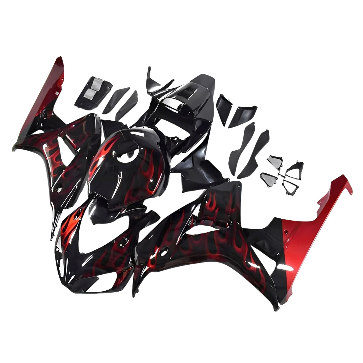 Fairing Kit Fit For Honda CBR1000RR 2006 - 2007 - Black Red Flame