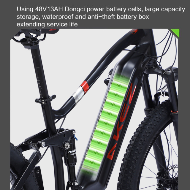 Aluminum Alloy 500W Electric Mountain Bike (EMTB) 48V Full Suspension 27.5Inch E Bike Central Motor Power Supply Lithium Battery