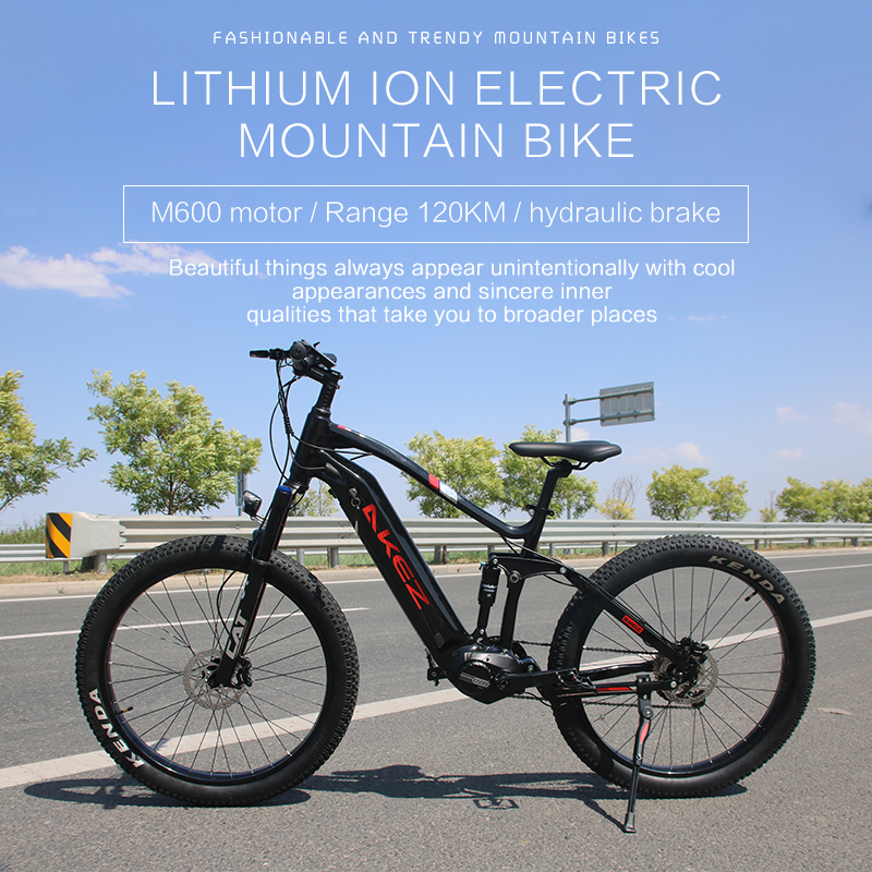Aluminum Alloy 500W Electric Mountain Bike (EMTB) 48V Full Suspension 27.5Inch E Bike Central Motor Power Supply Lithium Battery
