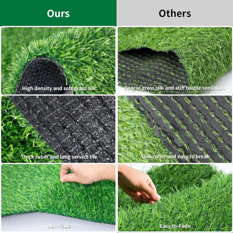 Artificial Grass, 1 Inch Artificial Turf Front Door Mats, Fake Grass Mat with Drainage Holes for Entrance, Pet, Patio, Home Decoration, Easy to Clean (48” x 24”)