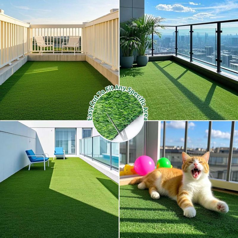 Artificial Grass, 1 Inch Artificial Turf Front Door Mats, Fake Grass Mat with Drainage Holes for Entrance, Pet, Patio, Home Decoration, Easy to Clean (48” x 24”)