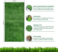 Artificial Grass, 1 Inch Artificial Turf Front Door Mats, Fake Grass Mat with Drainage Holes for Entrance, Pet, Patio, Home Decoration, Easy to Clean (48” x 24”)