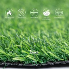 Artificial Grass, 1 Inch Artificial Turf Front Door Mats, Fake Grass Mat with Drainage Holes for Entrance, Pet, Patio, Home Decoration, Easy to Clean (48” x 24”)
