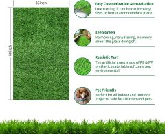 Artificial Turf Grass Indoor Outdoor Fake Grass Lawn 1.18-inch Realistic Fake Grass Rug with Drainage Holes for Dogs Pets Garden Home Decor (60” x 36”)