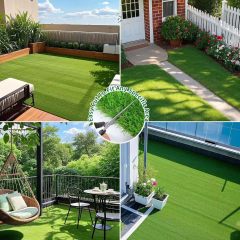 Artificial Turf Grass Indoor Outdoor Fake Grass Lawn 1.18-inch Realistic Fake Grass Rug with Drainage Holes for Dogs Pets Garden Home Decor (78” x 38”)