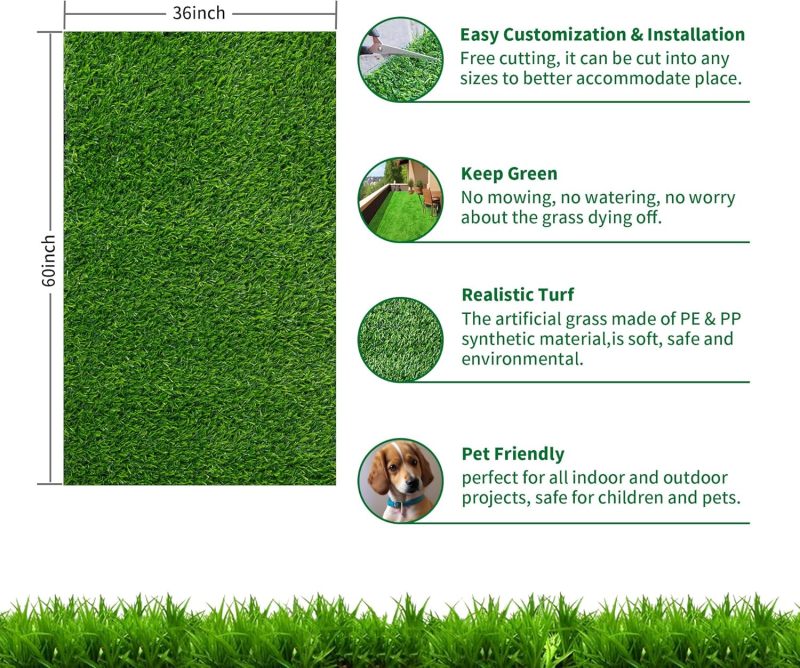 Artificial Grass Turf Mat, 4/5 Inch Indoor Outdoor Entrance Mat, Pet-Friendly Decoration, Easy to Clean (60” x 36”)