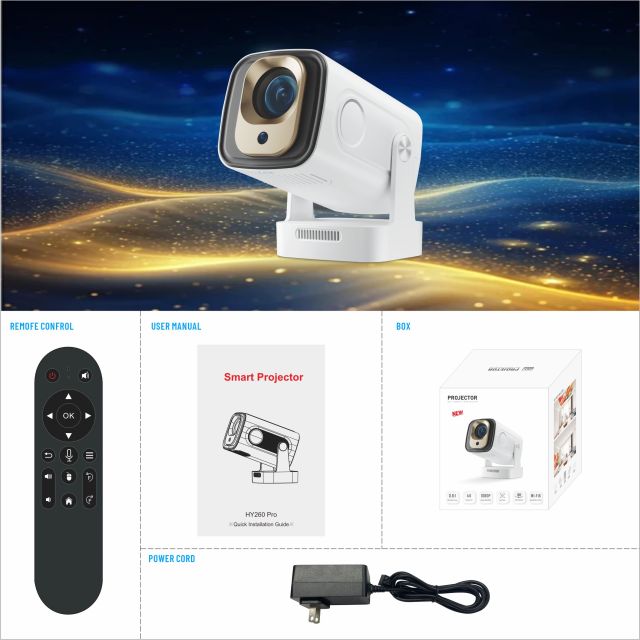 KS10 Projector Allwinner H713 200 Lumens ANSI 1920x1080P WiFi6 Auto focus