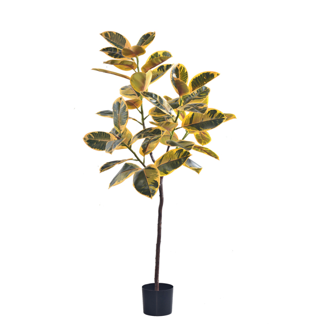 160CM ARTIFICIAL VARIEGATED RUBBER TREE,Wholesale High-Quality 160cm(5') Variegated Faux Rubber Tree