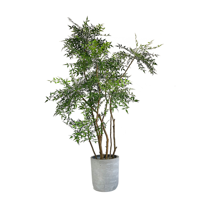 215CM Faux Nandina Tree in Cement Pot,215CM Faux Nandina Tree in Cement Pot