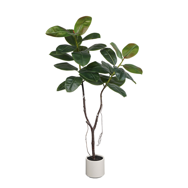 160CM Nearly Natural Faux Rubber Tree in White Pot,160CM Nearly Natural Faux Rubber Tree in White Pot