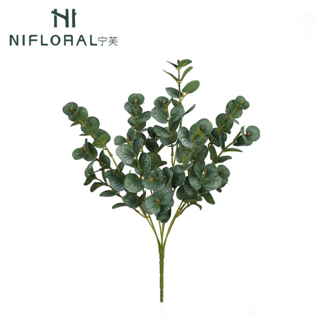 7 Branched Faux Eucalyptus Leaves,7 Branched Faux Eucalyptus Leaves