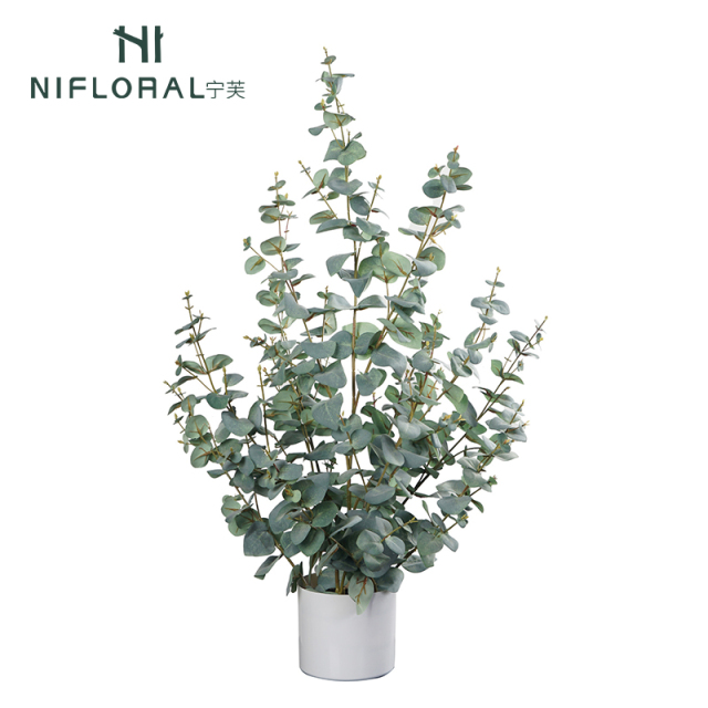 Desktop Decor Fabric Leaves Faux Eucalyptus Potted Plants,Desktop Decor Fabric Leaves Faux Eucalyptus Potted Plants