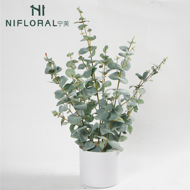 Desktop Decor Fabric Leaves Faux Eucalyptus Potted Plants,Desktop Decor Fabric Leaves Faux Eucalyptus Potted Plants