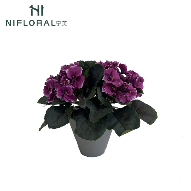 Handcrafted Realistic Silk Violet Potted Plants,Handcrafted Realistic Silk Violet Potted Plants