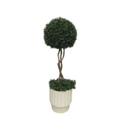 150CM Faux Greenery Boxwood Ball Potted Plants in Natural Trunks,150CM Faux Greenery Boxwood Ball Potted Plants in Natural Trunks