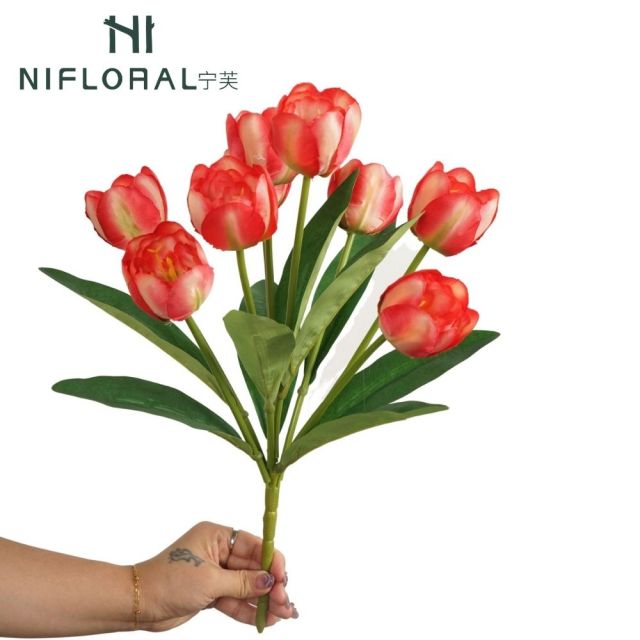 Home Table Decor Faux 9 Heads Tulip Flowers,Home Table Decor Faux 9 Heads Tulip Flowers