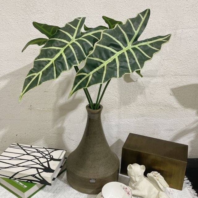 Faux Alocasia Green Velvet Variegated Leaves,Faux Alocasia Green Velvet Variegated Leaves