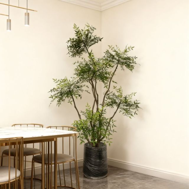 230CM Custom Design Faux Nandina Potted Tree in Natural Trunks,230CM Custom Design Faux Nandina Potted Tree in Natural Trunks