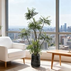 230CM Custom Design Faux Nandina Potted Tree in Natural Trunks,230CM Custom Design Faux Nandina Potted Tree in Natural Trunks