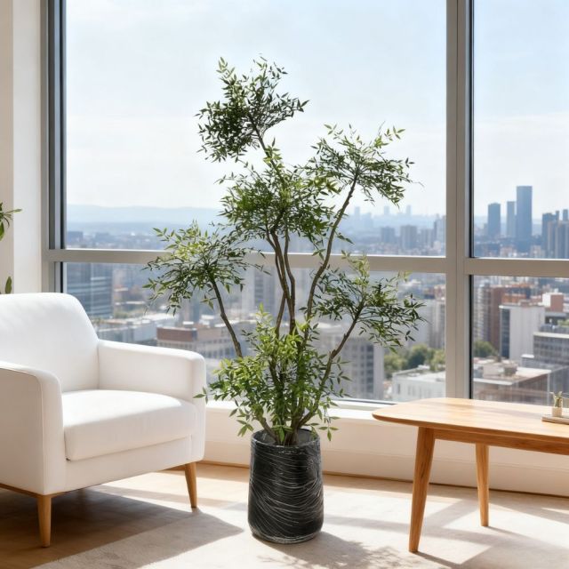 230CM Custom Design Faux Nandina Potted Tree in Natural Trunks,230CM Custom Design Faux Nandina Potted Tree in Natural Trunks