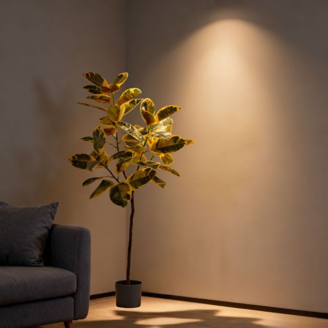 160CM ARTIFICIAL VARIEGATED RUBBER TREE,Wholesale High-Quality 160cm(5') Variegated Faux Rubber Tree